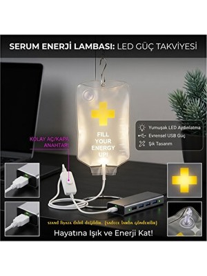 Solvéra Serum Şeklinde USB LED Gece Lambası, Sıradışı Dekoratif Tasarım Masa ve Gece Lambası