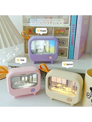 Solvéra Modern Tv Temalı Taşınabilir Gece Lambası, Şarjlı ve Çok Fonksiyonlu Masa ve Gece Lambası