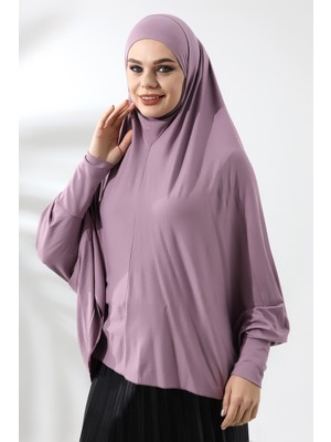 İhvan Online Gül Kurusu Hazır Pratik Sultanbaş Tesettür Kollu Penye Sufle Eşarp Hijab