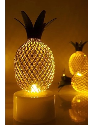 Solvéra Minik Gold Ananas Dekoratif LED Gece Lambası Masa ve Gece Lambası