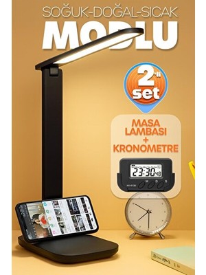 Solvéra Li Çalışma ve Okuma Lambası, Kronometreli ve Mod Ayarlı, 2'li Set Masa ve Gece Lambası