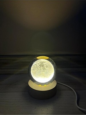 Vaelmont 3D Moon Desenli Atmosfer Lambası, Dolunay Tasarımı Masa ve Gece Lambası