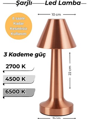 Vaelmont USB Şarjlı Renkli LED Masa Lambası, Çok Kademeli Işık Seçeneği Masa ve Gece Lambası