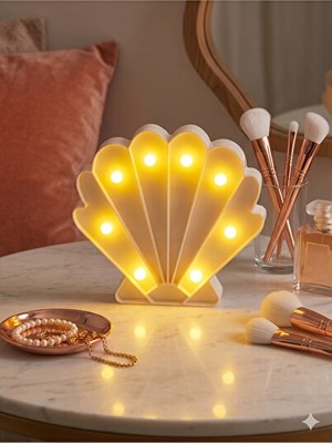 Vaelmont Istiridye Şekilli Sıcak Sarı LED Gece Lambası Masa ve Gece Lambası