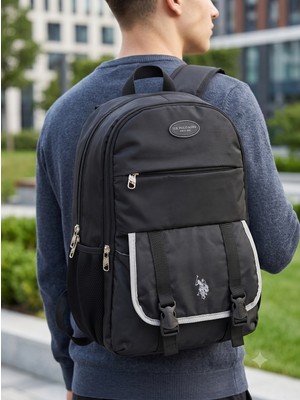 U.S. Polo Assn. Unisex Siyah Okul Sırt Çantası Seyahat Günlük Çanta PLCAN26080