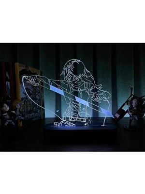Vaelmont Animasyon Temalı LED Masa Lambası, Mikasa Ackerman Tasarımı Masa ve Gece Lambası