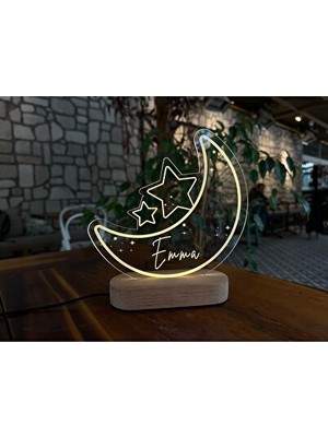 Solvéra Kişiye Özel Isimli Çocuk Odası Ahşap Gece Lambası Dekoratif Masa ve Gece Lambası