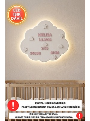 Vaelmont Kişiye Özel Bebek Doğum Tarihli Gece Lambası Masa ve Gece Lambası