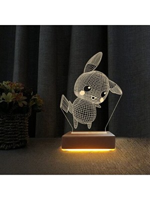 Teknotrust Orvessa 3D Pikachu Çocuk Odası Gece Lambası, Eğlenceli ve Yumuşak Işık Masa ve Gece Lambası