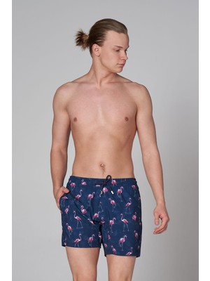 John Frank Flamingo Desenli Hızlı Kuruyan Mayo Short Erkek Mayo Short JFSSSWL61
