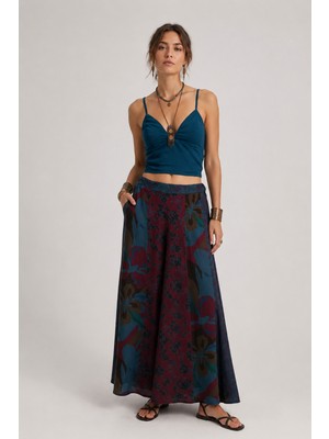 Clandestino Patchwork Bol Paça Pantolon Lacivert