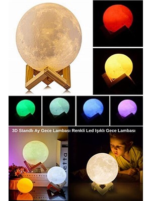 Solvéra 3D Renkli LED Ay Gece Lambası ile Büyüleyici Atmosfer Masa ve Gece Lambası