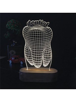 Solvéra 3D Diş Hekimi Tasarımlı LED Gece Lambası, Çocuk Odası Dekoru Masa ve Gece Lambası