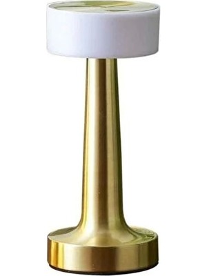 Solvéra Altın Renk Dokunmatik LED Masa Lambası, USB Bağlantılı ve Şık Tasarım Masa ve Gece Lambası