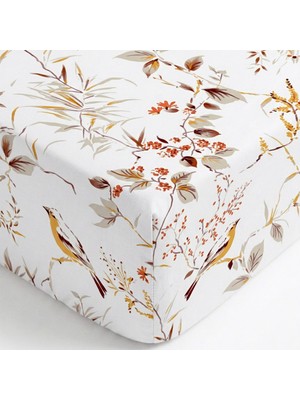 femmhome Lüks Ranforce Desenli %100 Pamuk Lastikli Çarşaf | 63 Tel Dokuma (160 Tc) | Nightingale