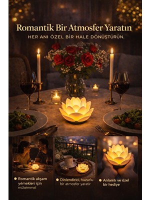 Normadia Vaelmont Yeşil Lotus LED Gece Lambası Çiftli Set Masa ve Gece Lambası
