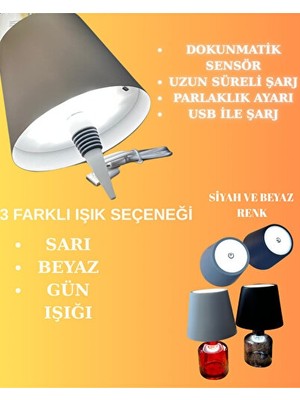 Vaelmont Kablosuz Şarjlı Şişe Abajur Masa Lambası, Dokunmatik Kontrol Masa ve Gece Lambası