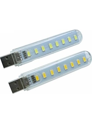 Normadia Vaelmont Taşınabilir USB LED Işık - 8 Ledli Büyük Flash Gece Lambası Masa ve Gece Lambası