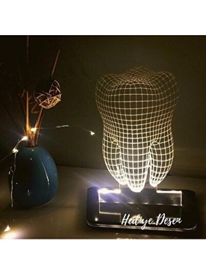 Orvessa Diş Temalı LED Gece Lambası - Beyaz Tasarım Masa ve Gece Lambası