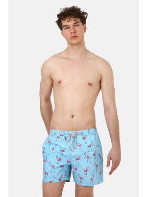 John Frank Flamingo Desenli Hızlı Kuruyan Mayo Short Erkek Mayo Short JFSSSW43