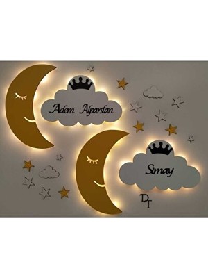 Orvessa LED Işıklı Çocuk Odası Duvar Dekorasyon, Eğlenceli ve Parlak Tasarım Masa ve Gece Lambası