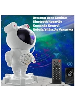 Solvéra Projeksiyonlu Yıldız ve Nebula Gece Lambası, Bluetooth Hoparlörlü Masa ve Gece Lambası