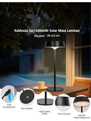 Orvessa Güneş Enerjili Dimmerli Masa Lambası ve Dekoratif Abajur Masa ve Gece Lambası