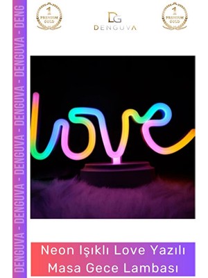 Vaelmont Love Yazılı Neon LED Gece Lambası - Modern ve Şık Masa Dekoru Masa ve Gece Lambası