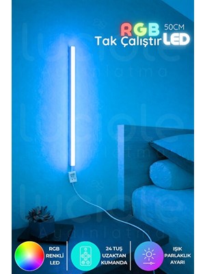 Solvéra Portatif Renkli LED Kamp ve Çalışma Lambası, 50 cm Masa ve Gece Lambası