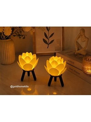 Vaelmont LED Işıklı Lotus Gece Lambası 11 cm Plastik Tasarım Masa ve Gece Lambası