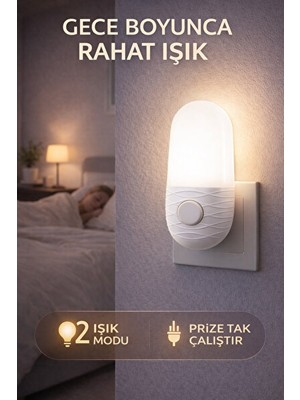Solvéra Priz Tipi LED Gece Lambası, Çocuklar ve Bebekler Için Güvenli Kullanım Masa ve Gece Lambası