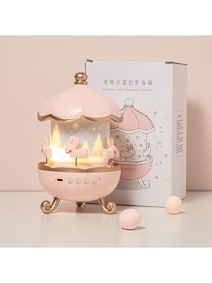 Maison Luré Renkli LED Atmosfer Lambası, Dönen Tavşan ve Atlıkarınca Tasarımıyla Çocuk