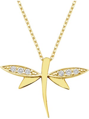 Altın Sepeti Gold Renk Gümüş Taşlı Yusufçuk Kolye