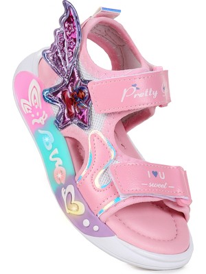 Kiko Kids Lug Cırtlı Işıklı Kız Çocuk Sandalet