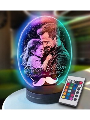 Vaelmont Babalar Gününe Özel Oval LED Gece Lambası, Hediye Seçeneği Masa ve Gece Lambası