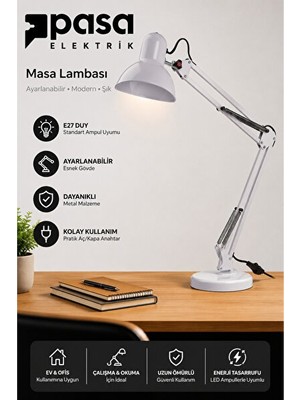 Vaelmont Minimalist Beyaz Kölün Masa Lambası, Şık ve Kullanışlı Tasarım Masa ve Gece Lambası