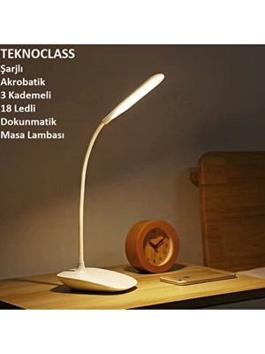 Normadia Vaelmont Beyaz Şarjlı Kitap Okuma ve Çalışma Işığı, Dokunmatik ve Hafif Tasarım Masa ve Gece Lambası