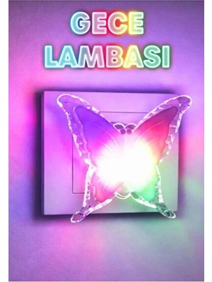 Solvéra Renkli Kelebek LED Gece Lambası, Renk Değiştiren ve On/off Tuşlu Masa ve Gece Lambası