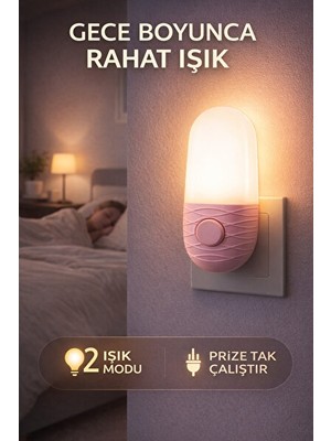 Solvéra Prizli LED Gece Lambasıyla Bebek ve Çocuk Odası Güvenliği Masa ve Gece Lambası