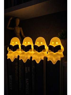 Vaelmont LED Mumlu Kitap Okuma Hayalet Dekoratif Gece Lambası, 4'lü Set Masa ve Gece Lambası