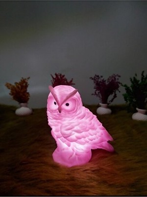 Orvessa Pembe LED Işıklı Baykuş Gece Lambası, Sevimli ve Sıcak Atmosfer Masa ve Gece Lambası
