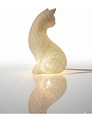 Solvéra LED Aydınlatmalı Kedi Figürlü Masa Lambası - Sevimli ve Dekoratif Masa ve Gece Lambası