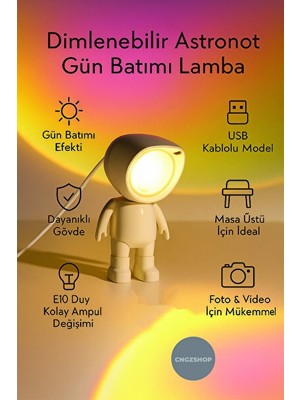 Vaelmont Günbatımı Temalı USB Masa Lambası, Sıcak ve Rahatlatıcı Atmosfer Masa ve Gece Lambası