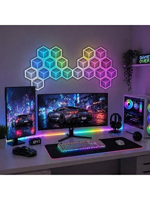 Vaelmont Akıllı Altıgen LED Duvar Paneli, Müzik ve Uygulama Kontrollü Masa ve Gece Lambası