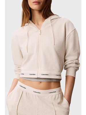 Calvin Klein % 100 Pamuk Logolu Regular Fit Fermuarlı Kapüşon Yaka Sweat LV047G252GP4P Bayan Sweat LV047G252G P4P