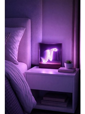 Vaelmont Sonsuz Ayna Harfli Neon Gece Lambası - Modern ve Çekici Tasarım Masa ve Gece Lambası