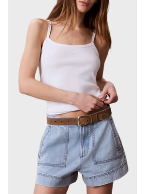 Calvin Klein Pamuklu Regular Fit Logolu Kare Yaka Ip Askılı Top LV047G208GYAF Bayan Top LV047G208G Yaf