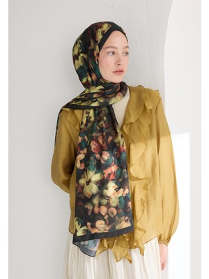 Fresh Scarfs Hibiscus Beauty Floş Viskon Şal Derin Yeşil