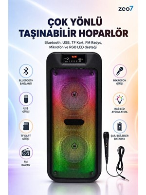 Vaelmont Rgb LED Işıklı Bluetooth Hoparlör, Çift 6.5'' Sürücü ve Tws Özelliği