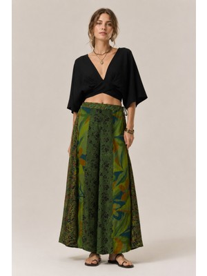Clandestino Patchwork Bol Paça Pantolon Yeşil